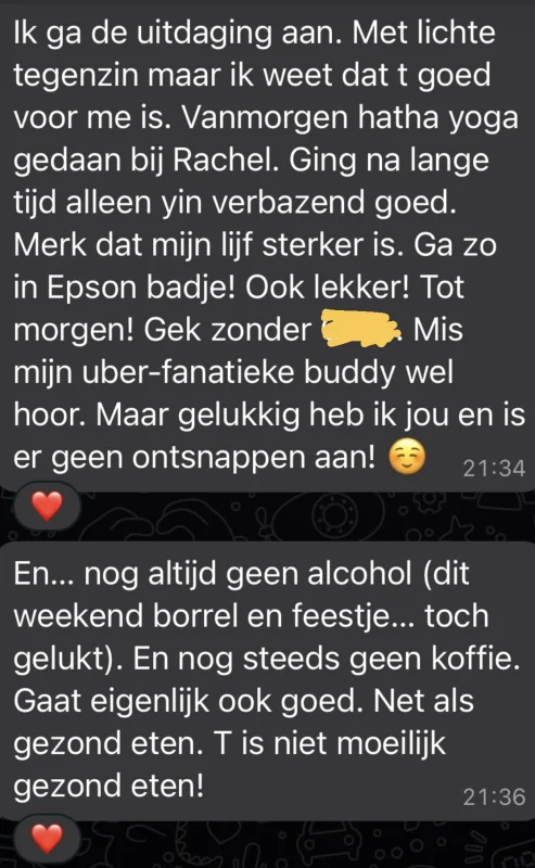 whatsapp gesprek danielle gewichtsverlies
